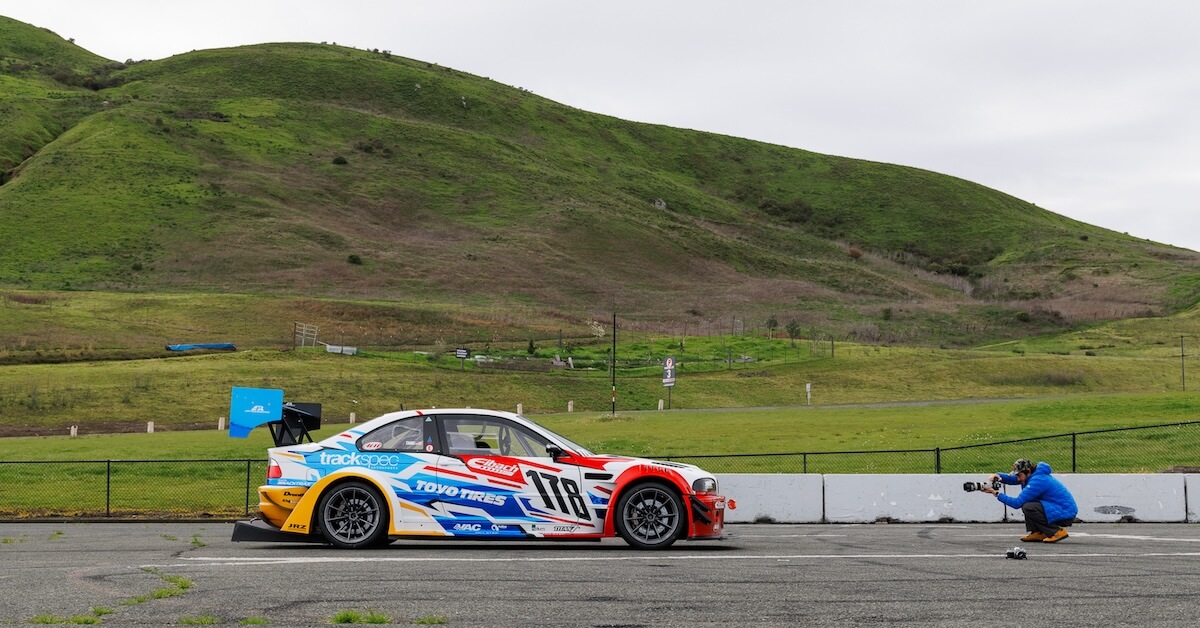 Nick Cahill filming race car footage for Pikes Peak in L.A. studio using MASV file transfer.