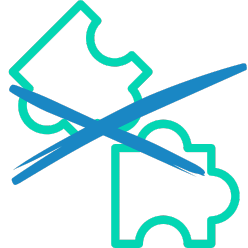 No Browser Plugins: Illustration of puzzle pieces crossed out, indicating lack of plugin support.