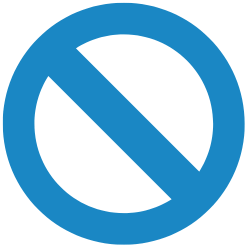 Blue circle with diagonal line. Symbol for no, not allowed, or prohibited.