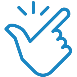 Blue hand icon. Simple, easy concept. Finger snap gesture. For everyone.