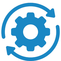 Smart Automation of Managed File Transfer: Gear icon with circular arrows. Optimized file workflow.